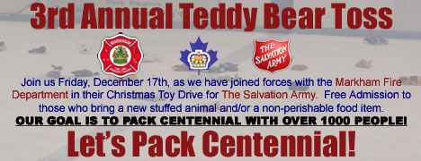 The Waxers are collecting stuffed animals and non-perishable food items at our game on December 17th.
