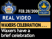 Feb. 28/2000: Playoffs 2000: Game 3: Waxers briefly celebrate game three win.