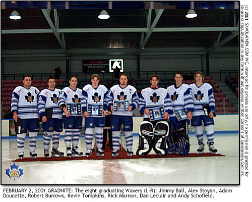 Graduation Appreciation Night 2001: The eight blue and white soldiers who are graduating