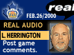 Feb. 26/2000: Playoffs 2000: Game 2: GM Larry Herrington postgame