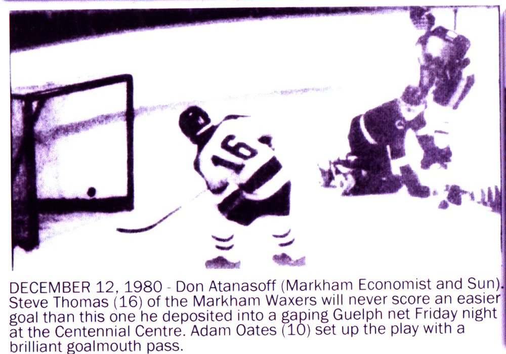 Steve Thomas shows his scoring touch early in his hockey career.