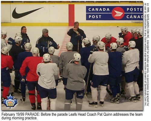 Maple Leafs at practice on MLG ice before parade