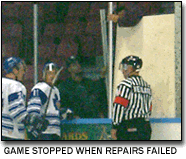 Markham's contest with Aurora was stopped when this could not be repaired.