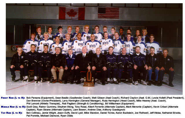 2002-03 Markham Waxers - The Anniversary Squad - OPJAHL SOUTH DIVISION CHAMPIONS